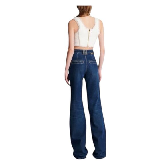 Balmain Paris button-embellished bouclé-tweed crop top $1398.00 New - Picture 3 of 5